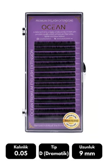 Ocean 0.05 C Kıvrım İpek Kirpik(Siyah) - 9mm