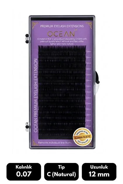 Ocean 0.07 C Kıvrım İpek Kirpik(Siyah) - 12mm
