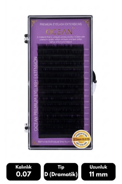 Ocean 0.07 D Kıvrım İpek Kirpik(Siyah) - 11mm