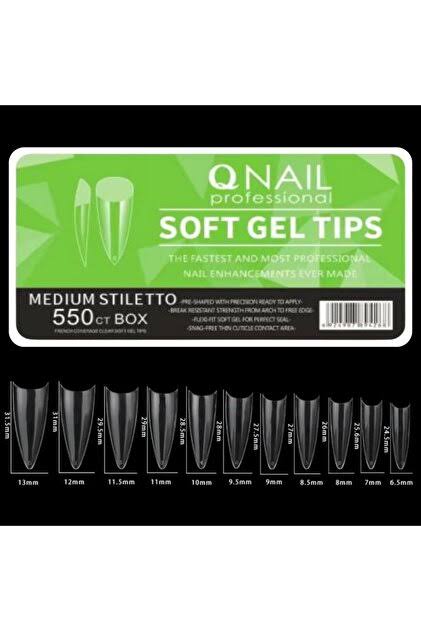Qnail Professional Soft Jel Tips - Medium Stiletto 550li