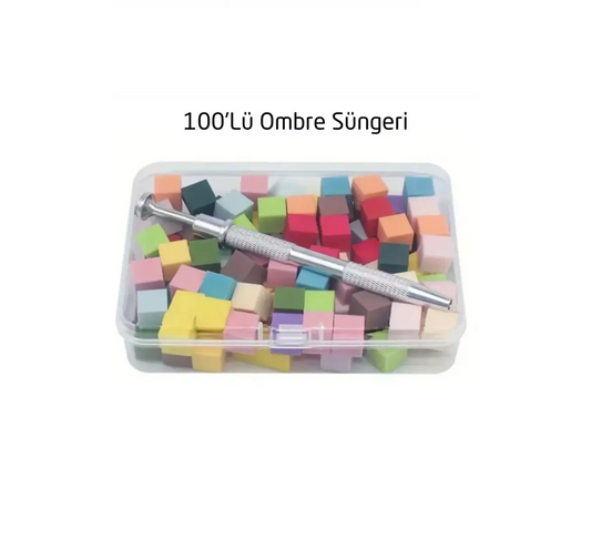 Qnail Tırnak Ombre Sünger Seti - Kalem+100 Sünger