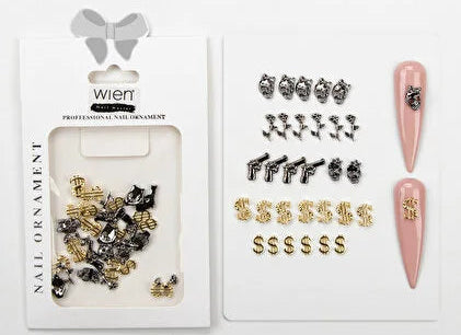 Wien Protez Tırnak Süsleme Metal Charm - Dolar-Kurukafa
